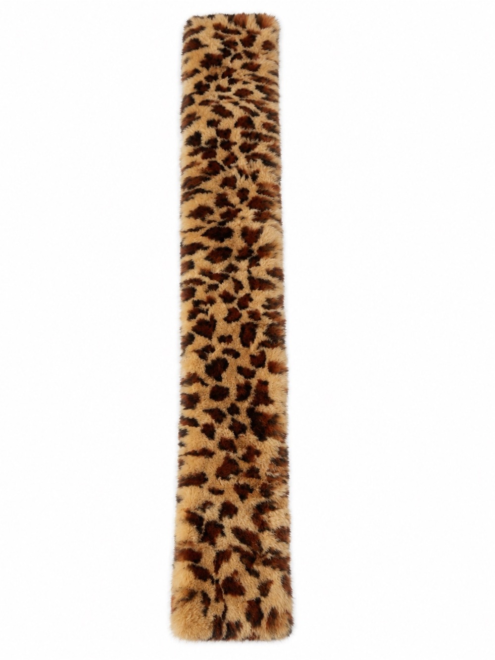 Fur Leopard Print Scarf - Brown